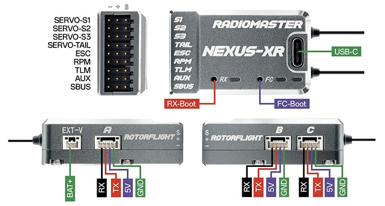 Nexus-XR Helicopter Flight Controller Integrated 2.4GHz ExpressLRS Receiver