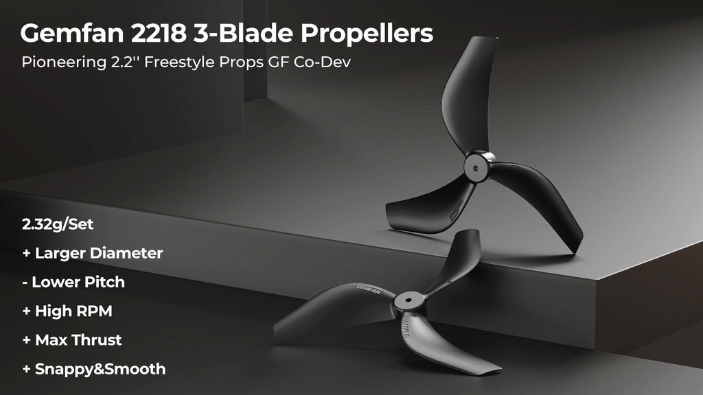 Gemfan 2218 3-Blade Propellers (1.5mm Shaft)