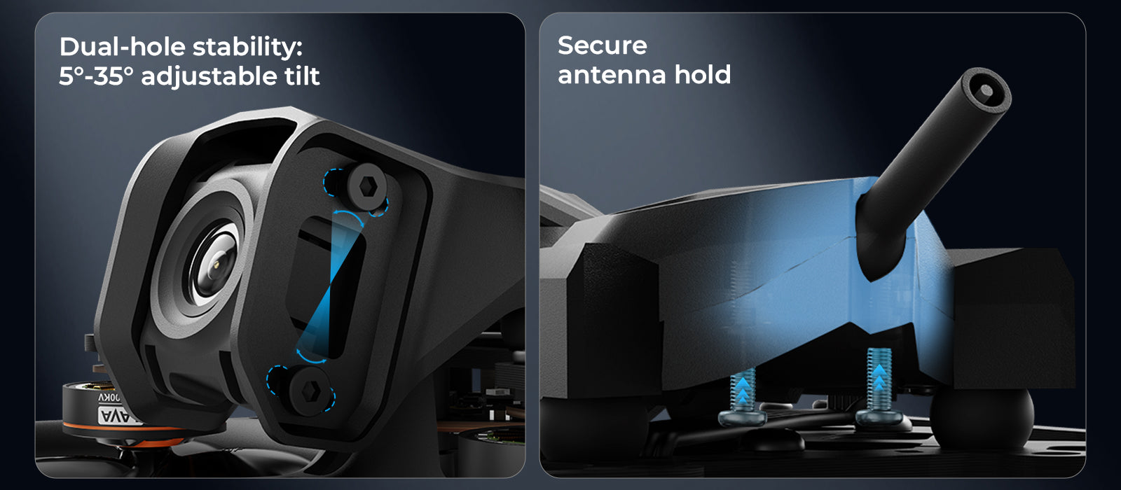 O4 Air Unit Bracket II - dual hole and antenna hold