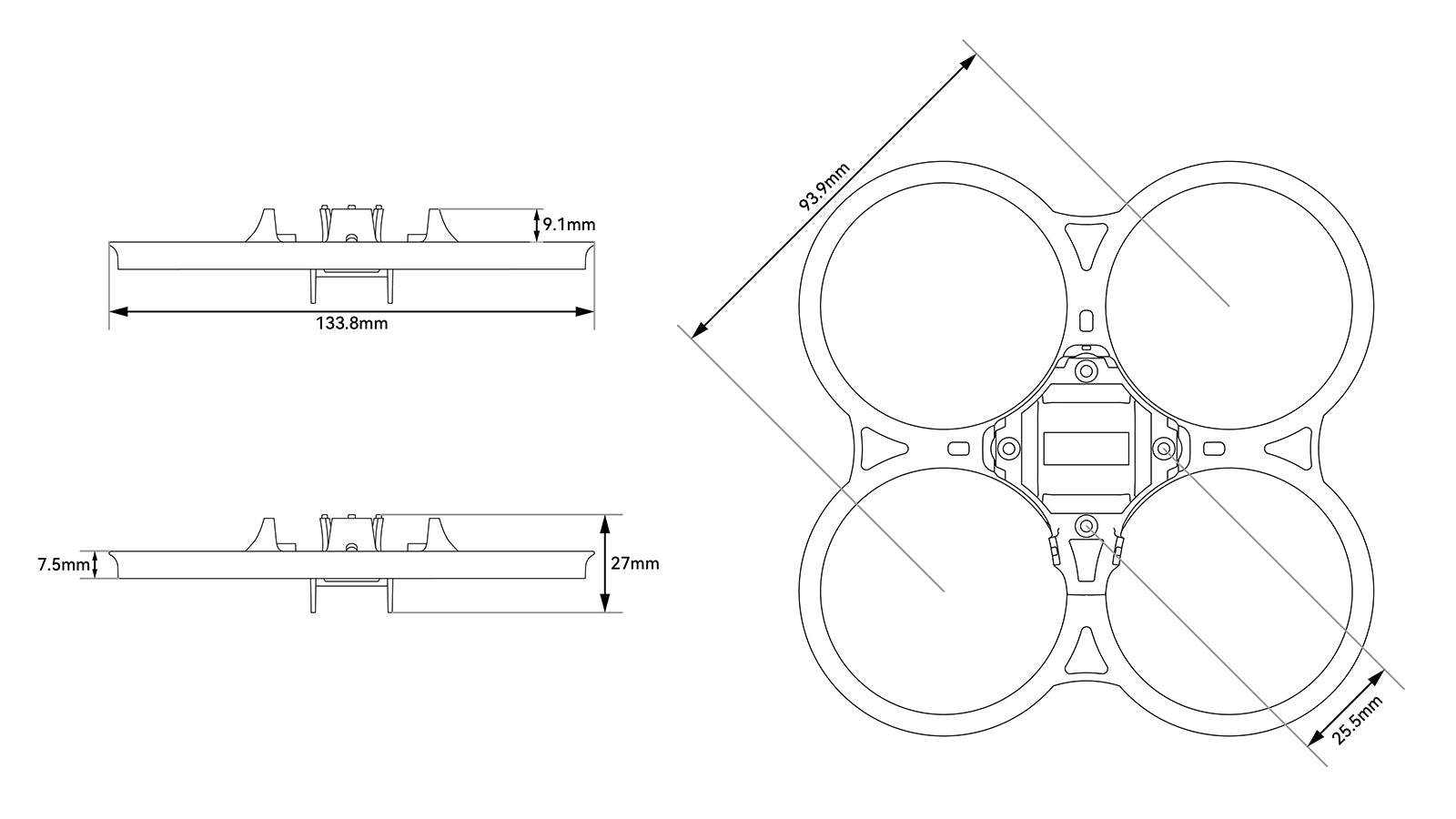 Pavo20 Pro II Brushless Whoop Frame whoop duct dimensions