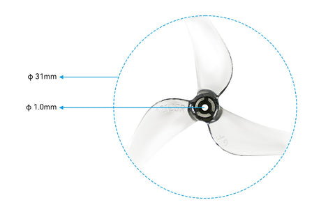 Gemfan 1219S 3-Blade Propellers (1.0mm Shaft)